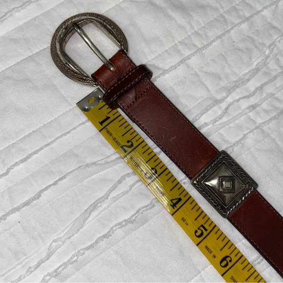 Vintage Brighton Brown Leather Belt with Silver Medallions women’s large - Picture 9 of 13